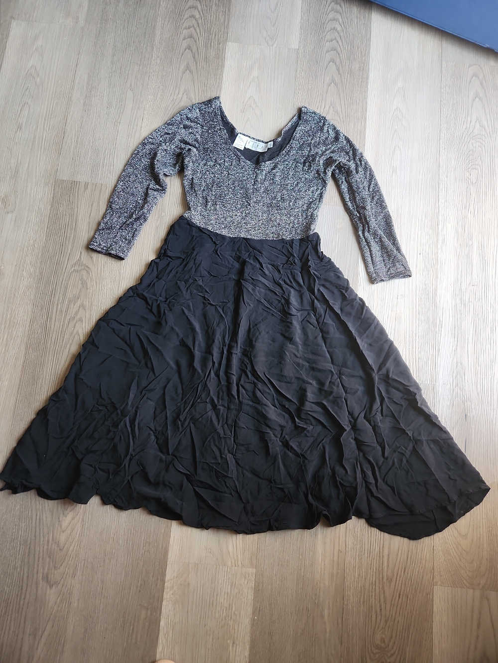 Kenar Two-Tone Asymmetrical Dress in Silver and Black